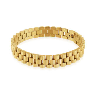 SMB166  YELLOW-IP S.STEEL ROLEX STYLE SATIN BRACELET