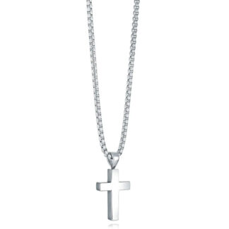 SC234 - S.S. BRUSHED POLISHED CROSS 16+2" NECKLACE